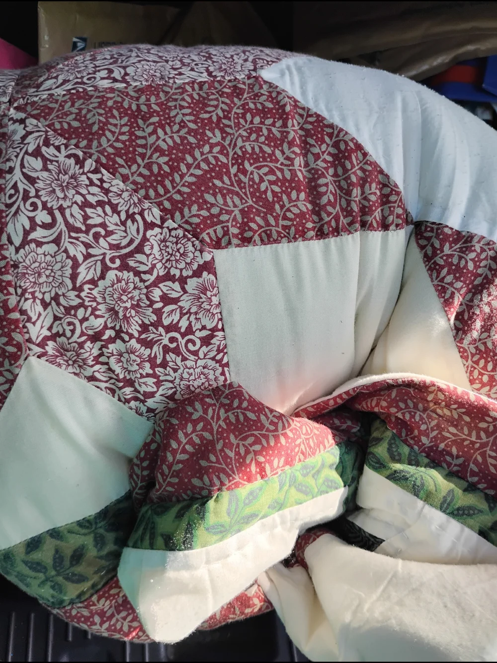Vintage Red and White Floral Patchwork Comforter& 2Pillow Case